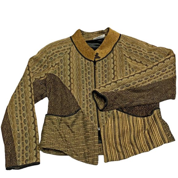 Vtg Treadle Design Room Shade of Brown Multi Tapestry Zip Jacket - Picture 10 of 10